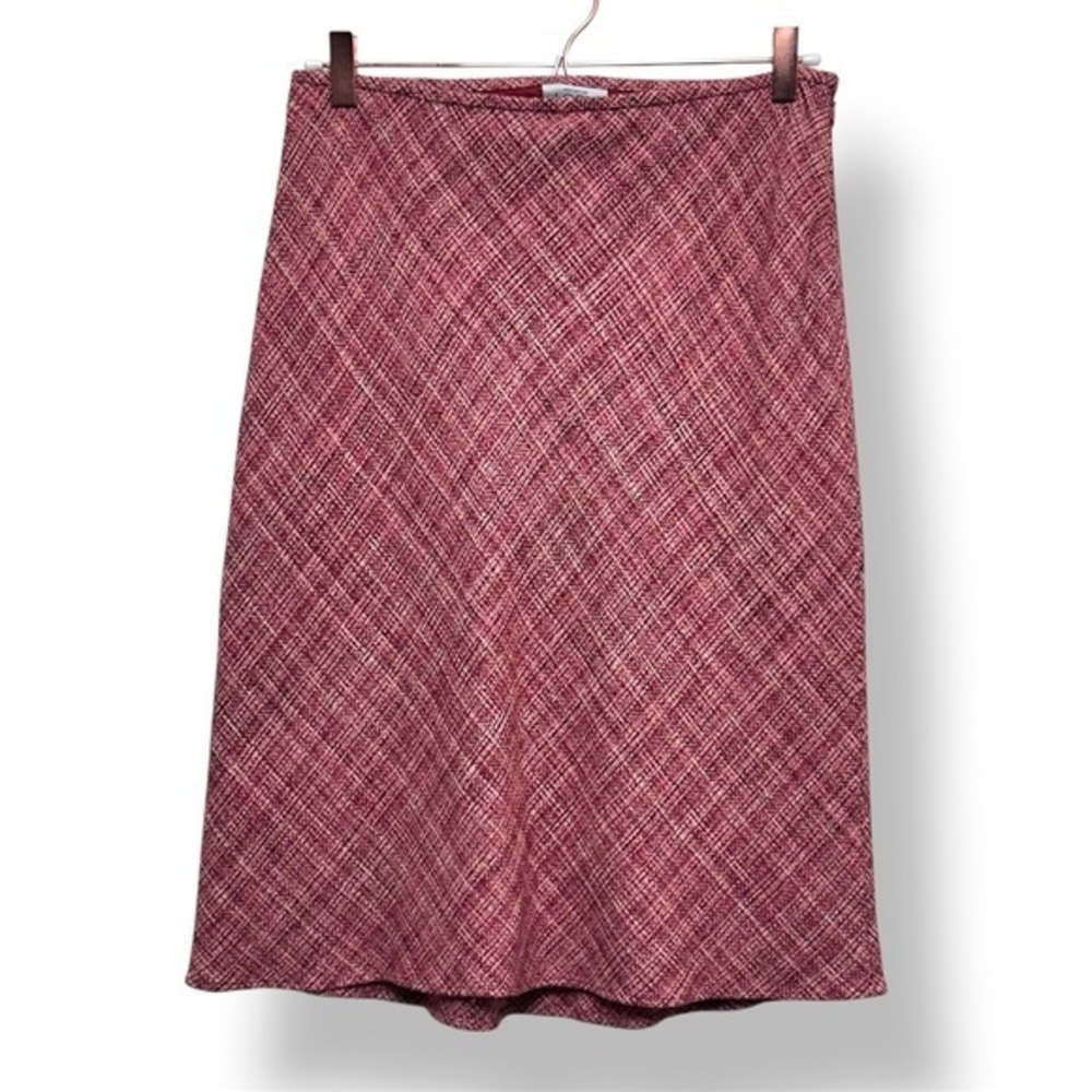Ann Taylor LOFT Petites Red Orange Tweed Silk Midi Skirt 8P